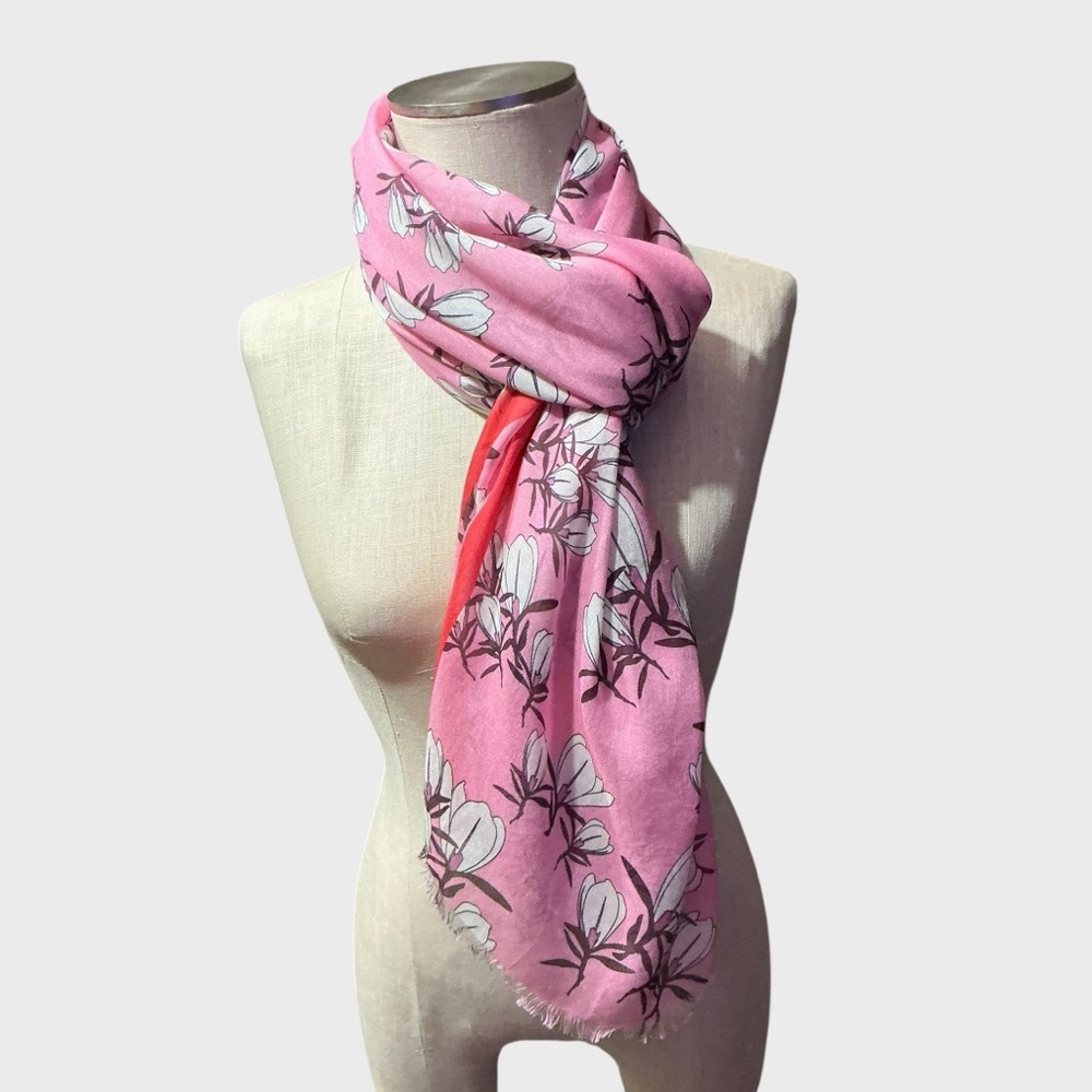 Furla Pink Floral Oversized Scarf Wrap Shawl Stole 72” x 27”